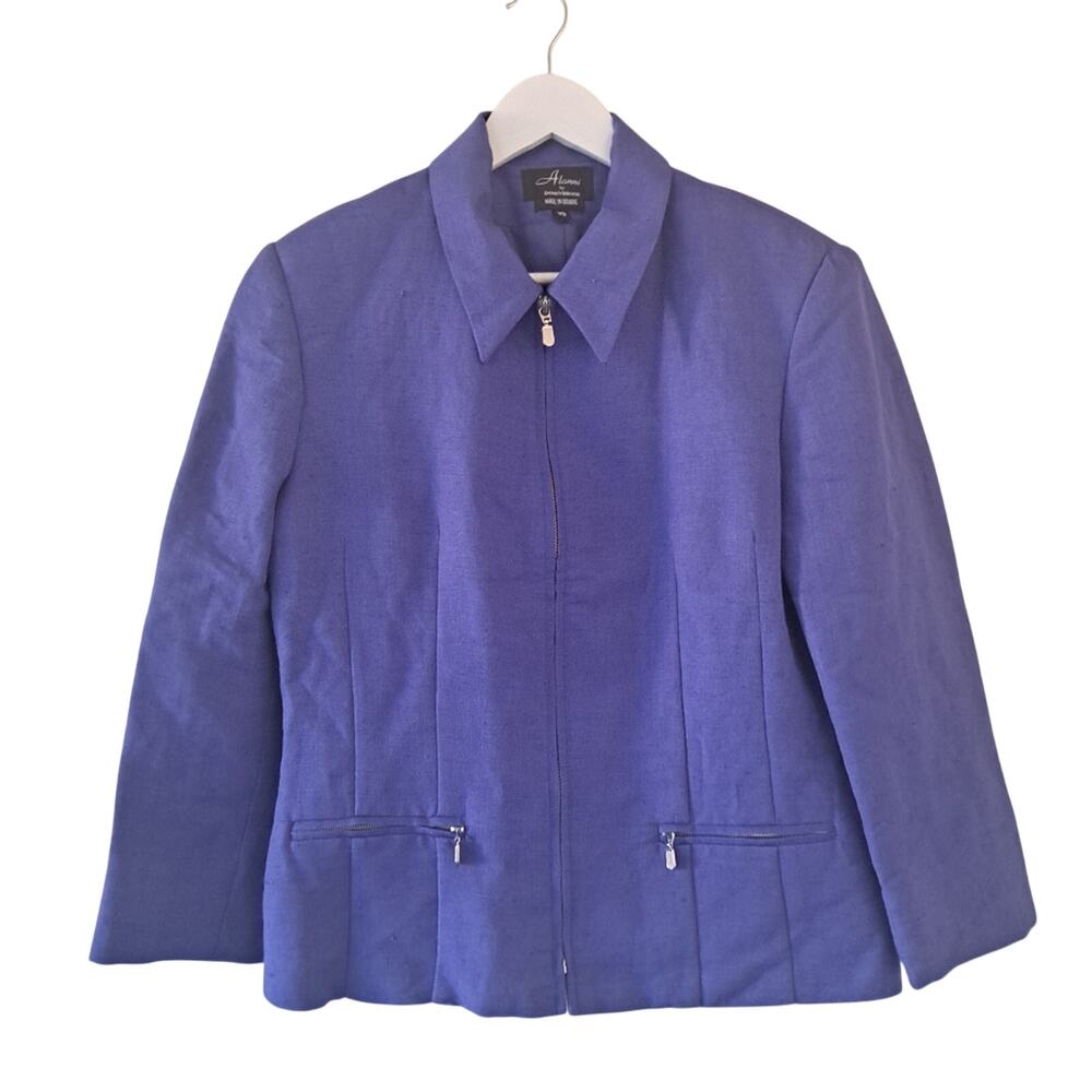 Alanni by Donny Brook Purple Zip Up Collared Long Sleeve Blazer Jacket -Size 10